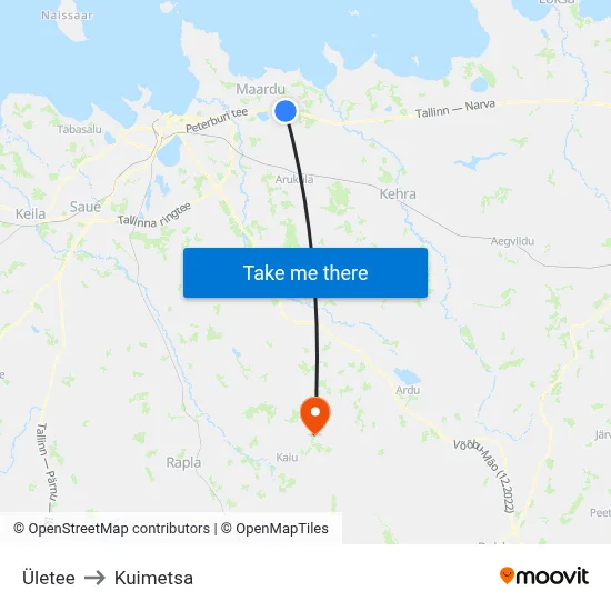 Ületee to Kuimetsa map