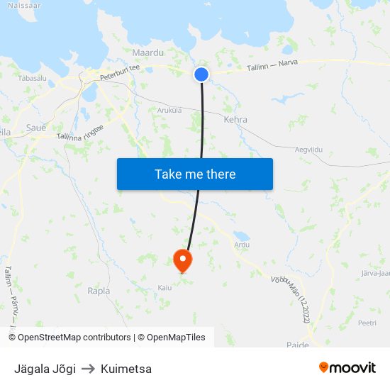 Jägala Jõgi to Kuimetsa map