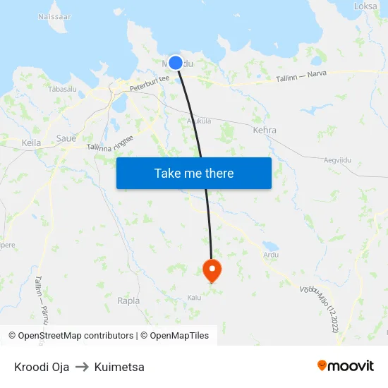 Kroodi Oja to Kuimetsa map