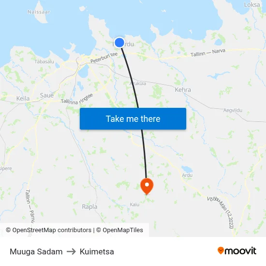 Muuga Sadam to Kuimetsa map
