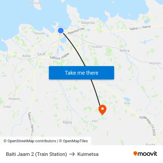 Balti Jaam 2 (Train Station) to Kuimetsa map