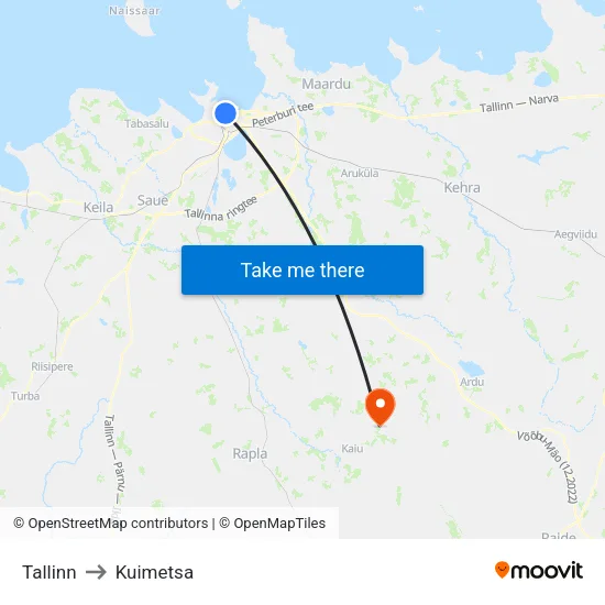 Tallinn to Kuimetsa map