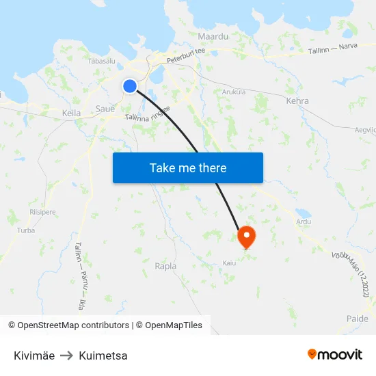 Kivimäe to Kuimetsa map