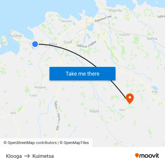 Klooga to Kuimetsa map