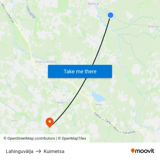Lahinguvälja to Kuimetsa map
