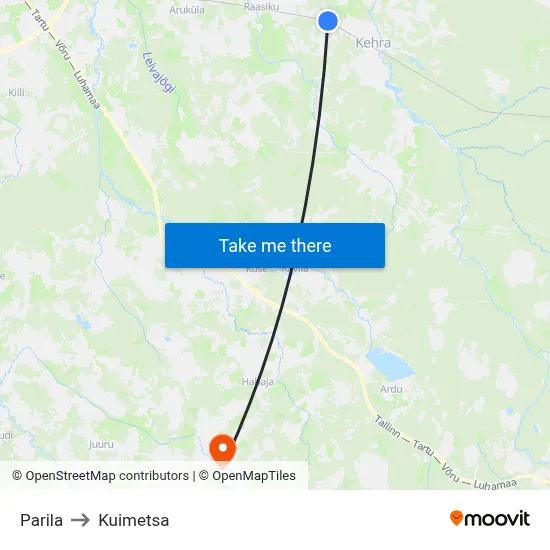 Parila to Kuimetsa map