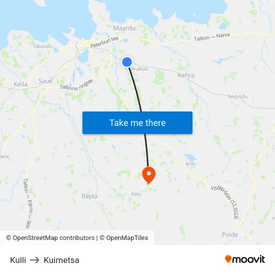 Kulli to Kuimetsa map