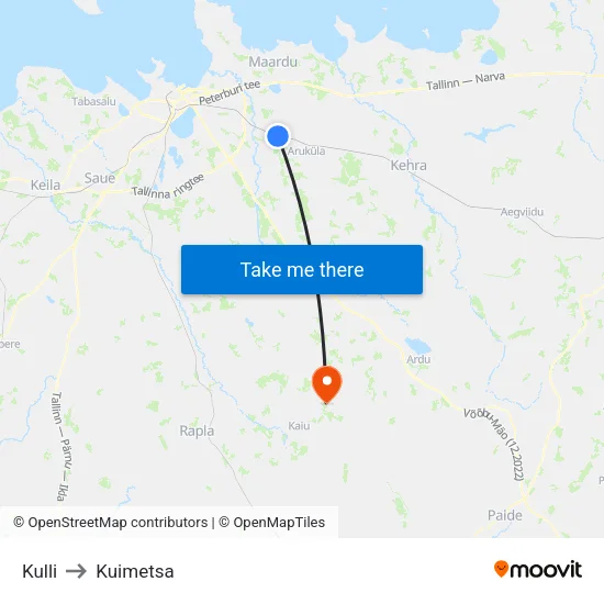 Kulli to Kuimetsa map