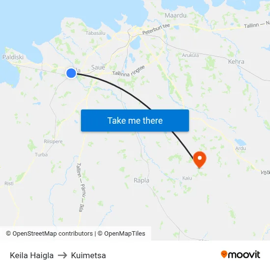 Keila Haigla to Kuimetsa map