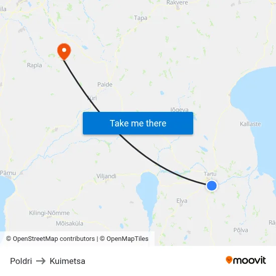 Poldri to Kuimetsa map