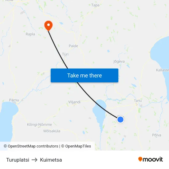 Turuplatsi to Kuimetsa map