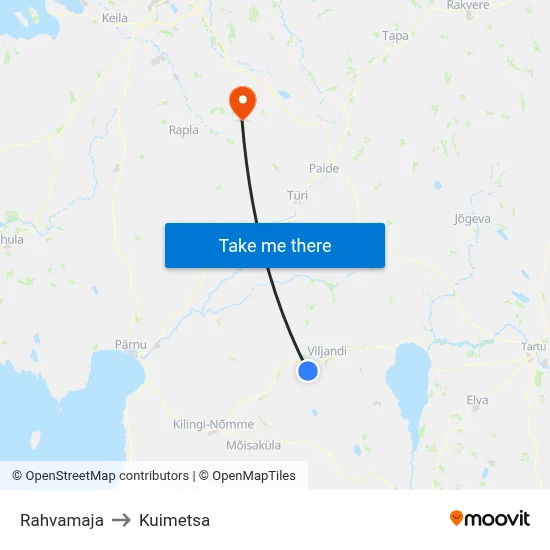 Rahvamaja to Kuimetsa map