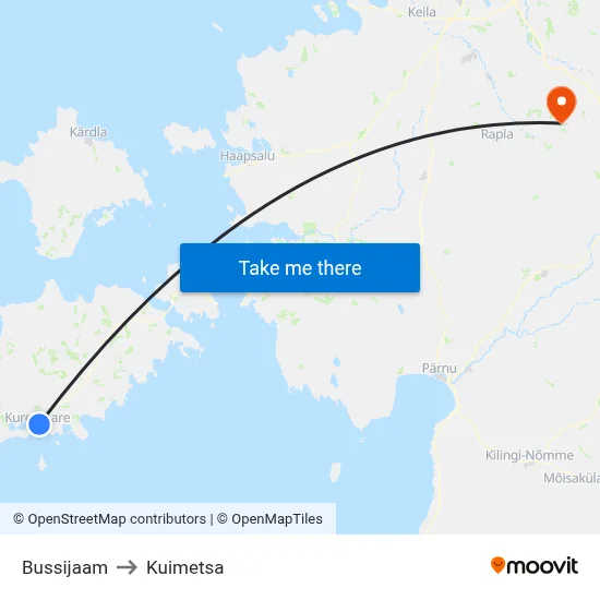 Bussijaam to Kuimetsa map