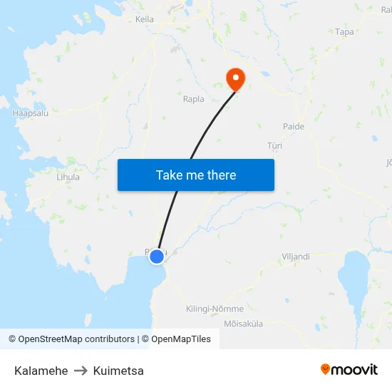 Kalamehe to Kuimetsa map