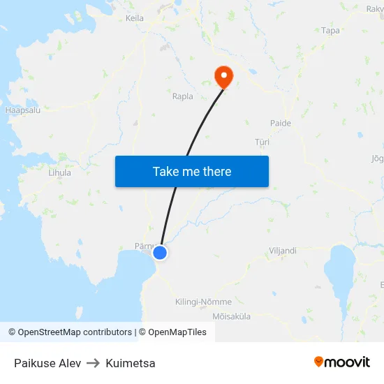 Paikuse Alev to Kuimetsa map