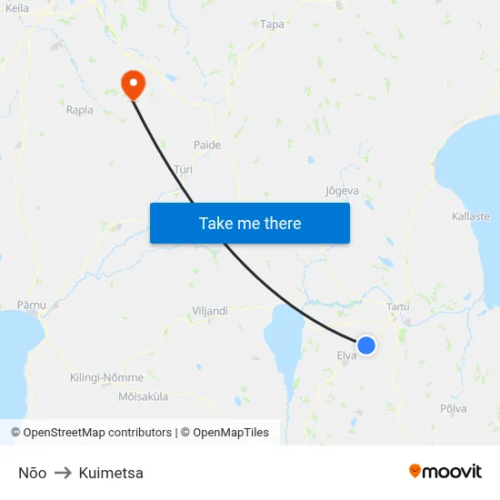 Nõo to Kuimetsa map