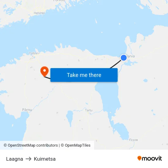 Laagna to Kuimetsa map