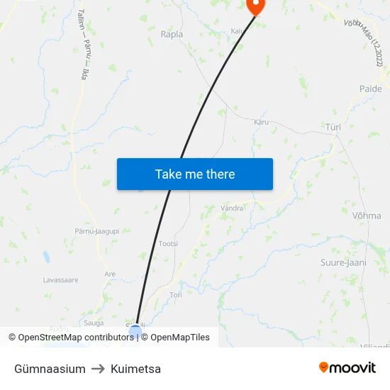 Gümnaasium to Kuimetsa map