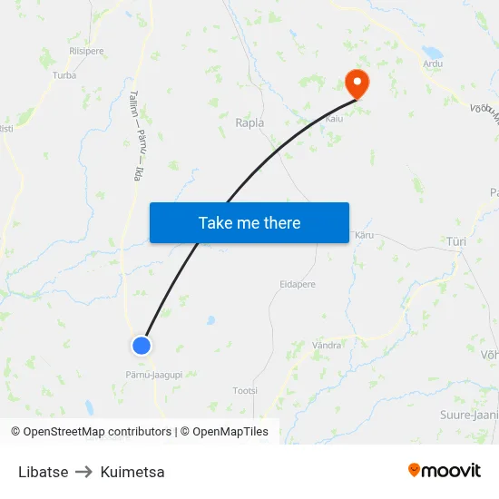 Libatse to Kuimetsa map