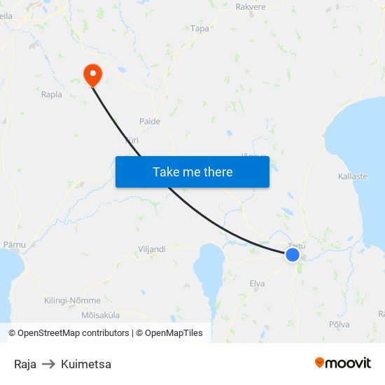 Raja to Kuimetsa map