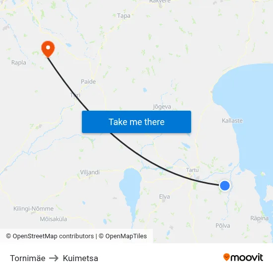 Tornimäe to Kuimetsa map