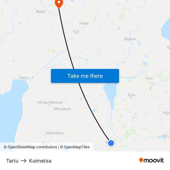 Tartu to Kuimetsa map