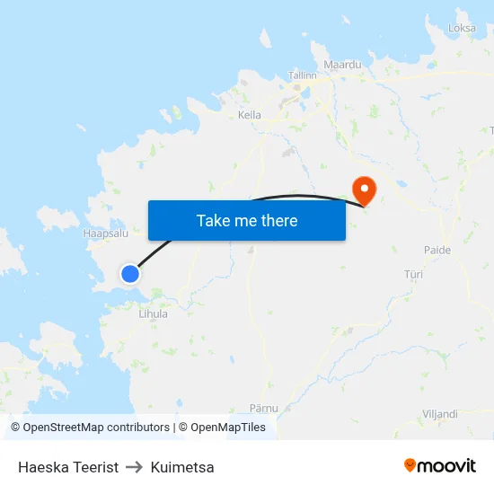 Haeska Teerist to Kuimetsa map