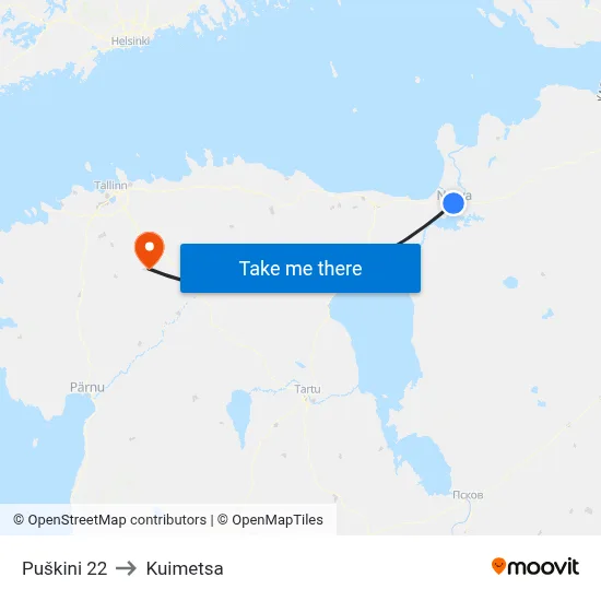 Puškini 22 to Kuimetsa map