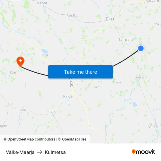 Väike-Maarja to Kuimetsa map