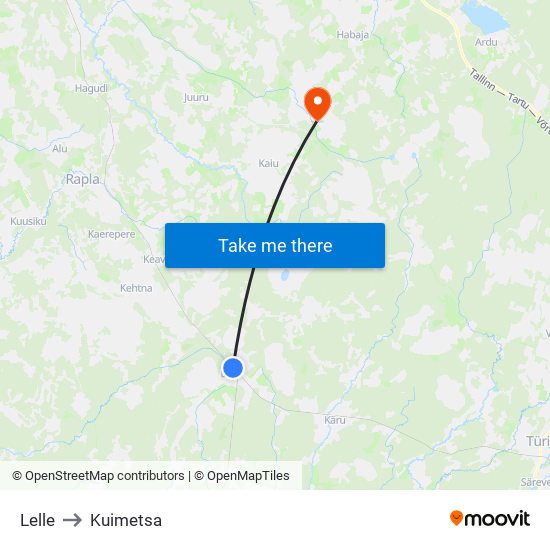 Lelle to Kuimetsa map