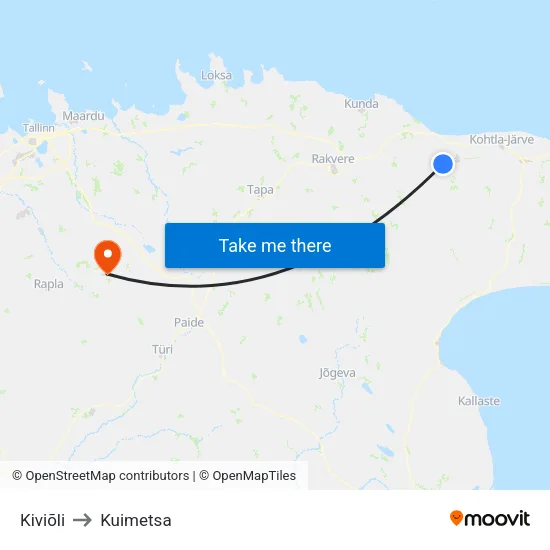 Kiviõli to Kuimetsa map