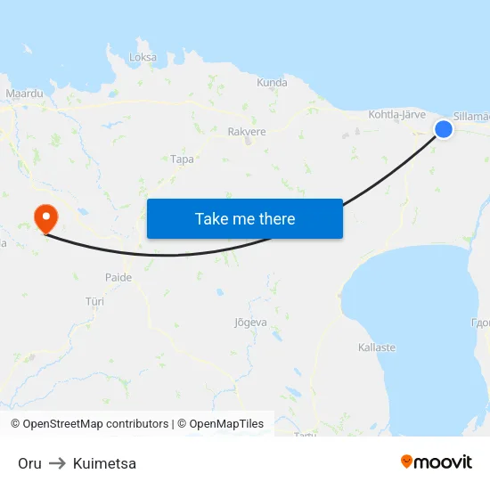 Oru to Kuimetsa map