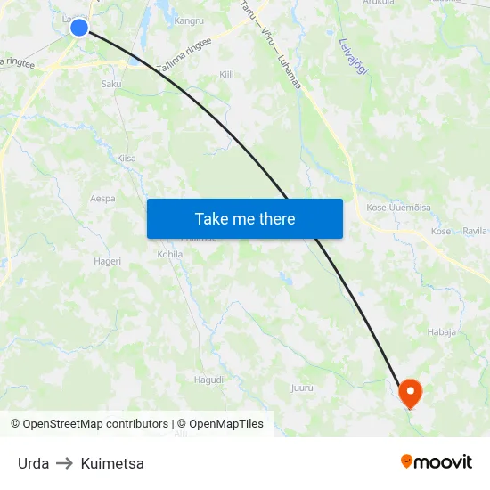 Urda to Kuimetsa map