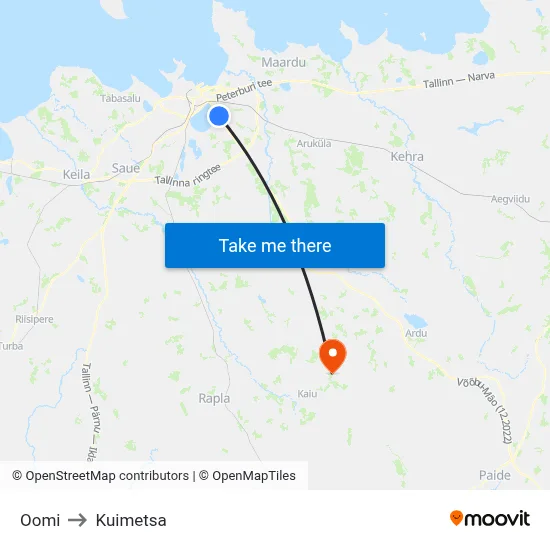 Oomi to Kuimetsa map