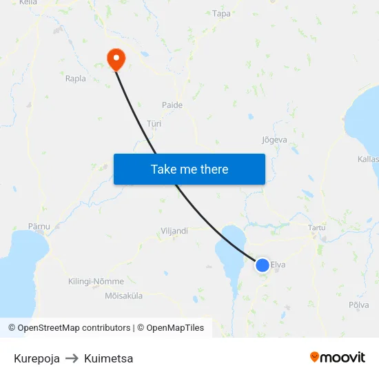 Kurepoja to Kuimetsa map
