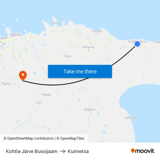 Kohtla-Järve Bussijaam to Kuimetsa map