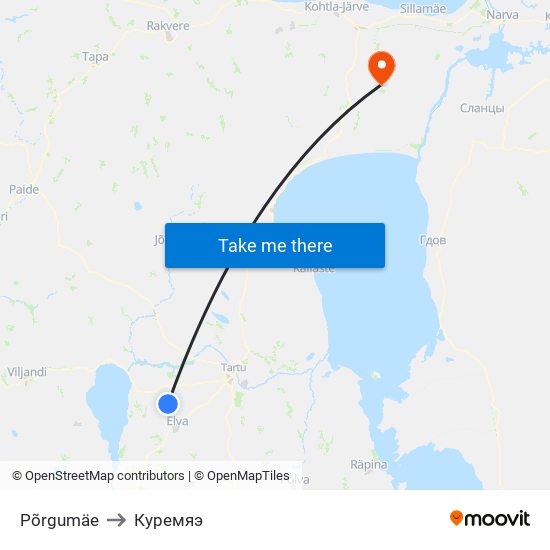 Põrgumäe to Куремяэ map