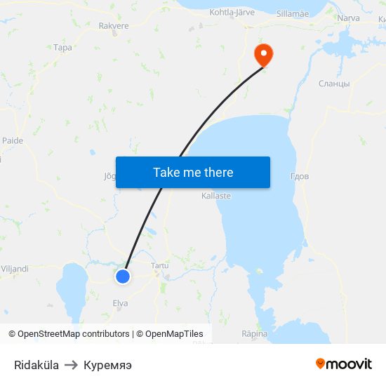 Ridaküla to Куремяэ map