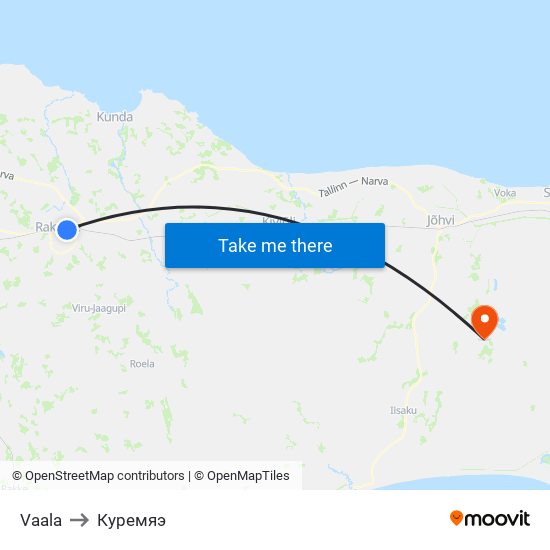 Vaala to Куремяэ map