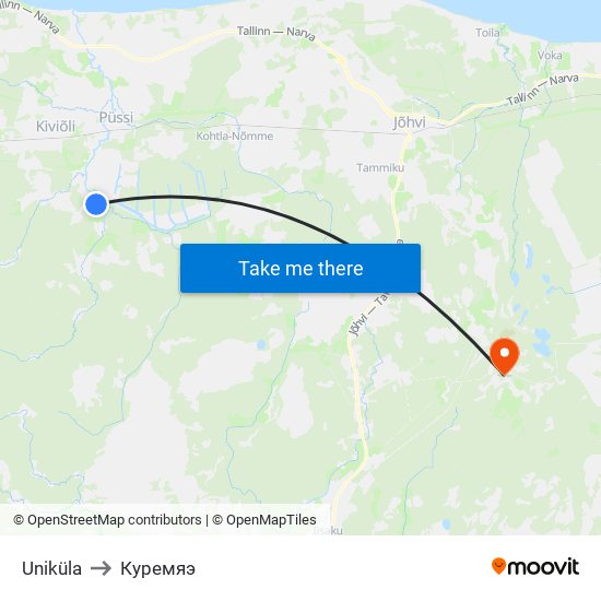 Uniküla to Куремяэ map