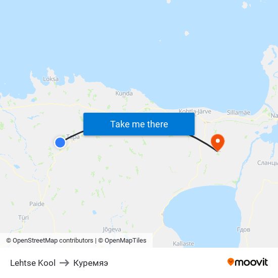 Lehtse Kool to Куремяэ map