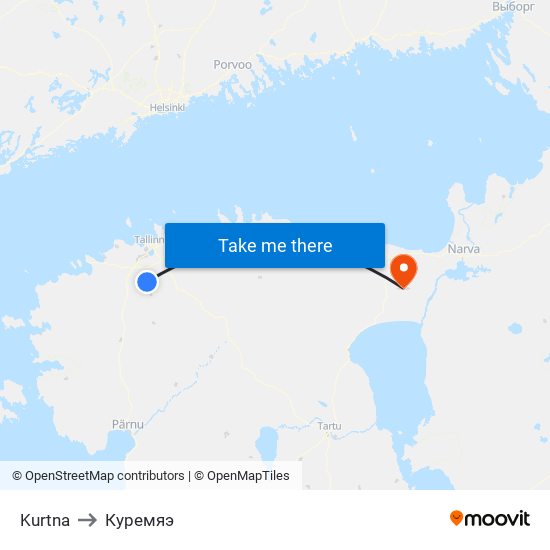 Kurtna to Куремяэ map