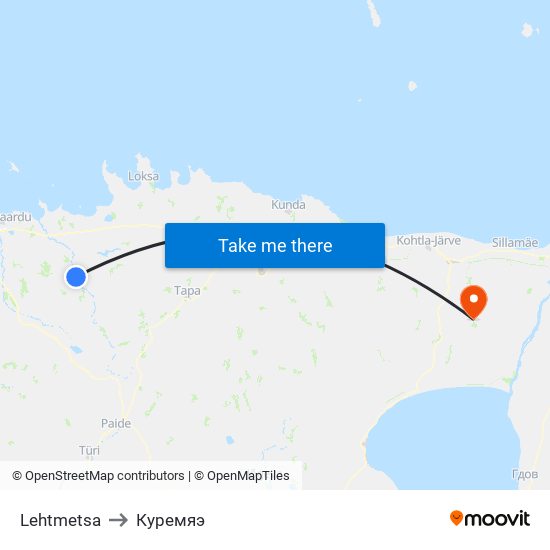 Lehtmetsa to Куремяэ map