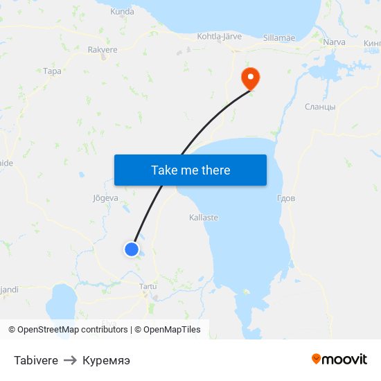 Tabivere to Куремяэ map