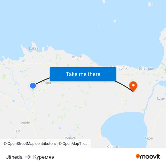 Jäneda to Куремяэ map