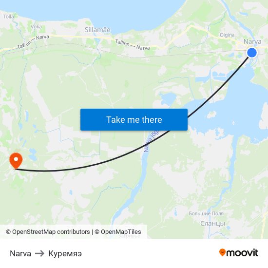 Narva to Куремяэ map