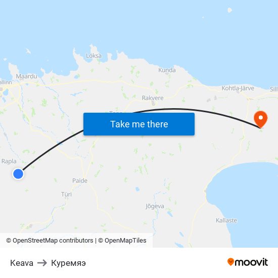 Keava to Куремяэ map