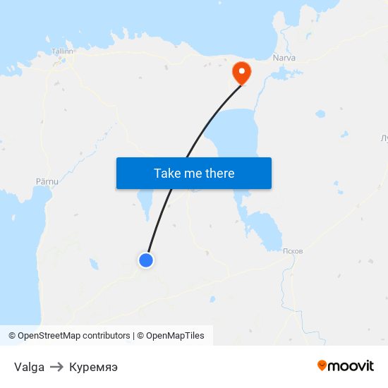 Valga to Куремяэ map
