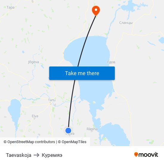 Taevaskoja to Куремяэ map