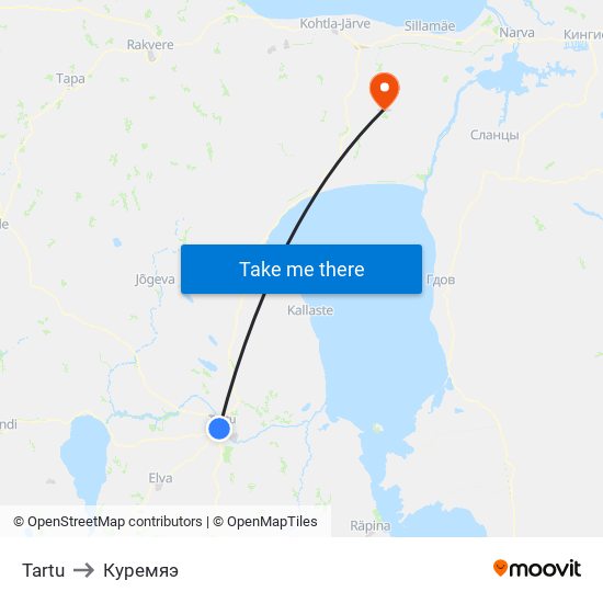 Tartu to Куремяэ map